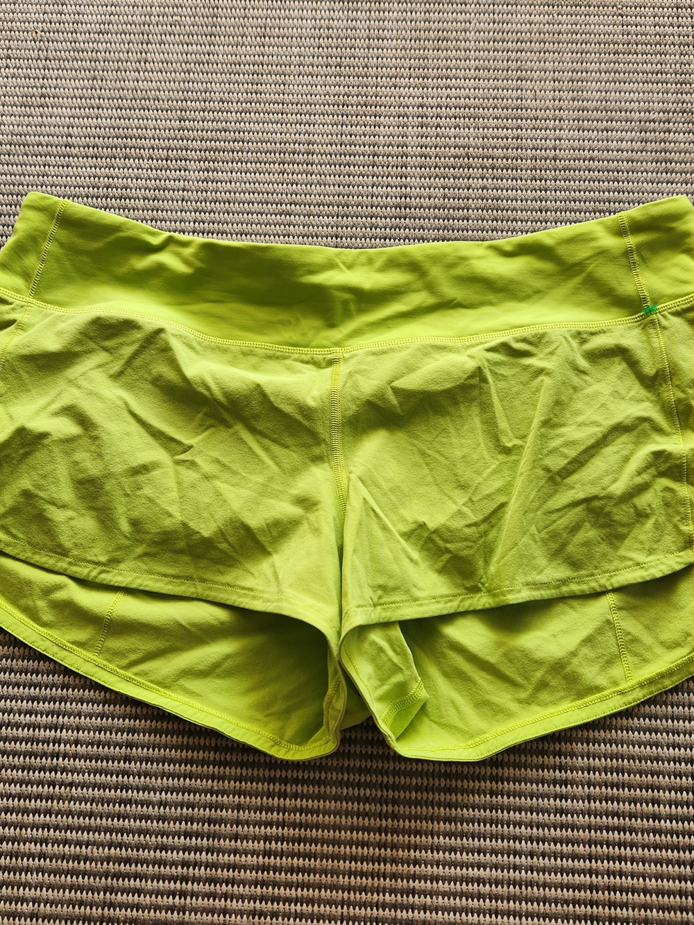 Lululemon Speed Up Lined Running Shorts Neon Lime Green Yellow Back Size 10 W7AJ